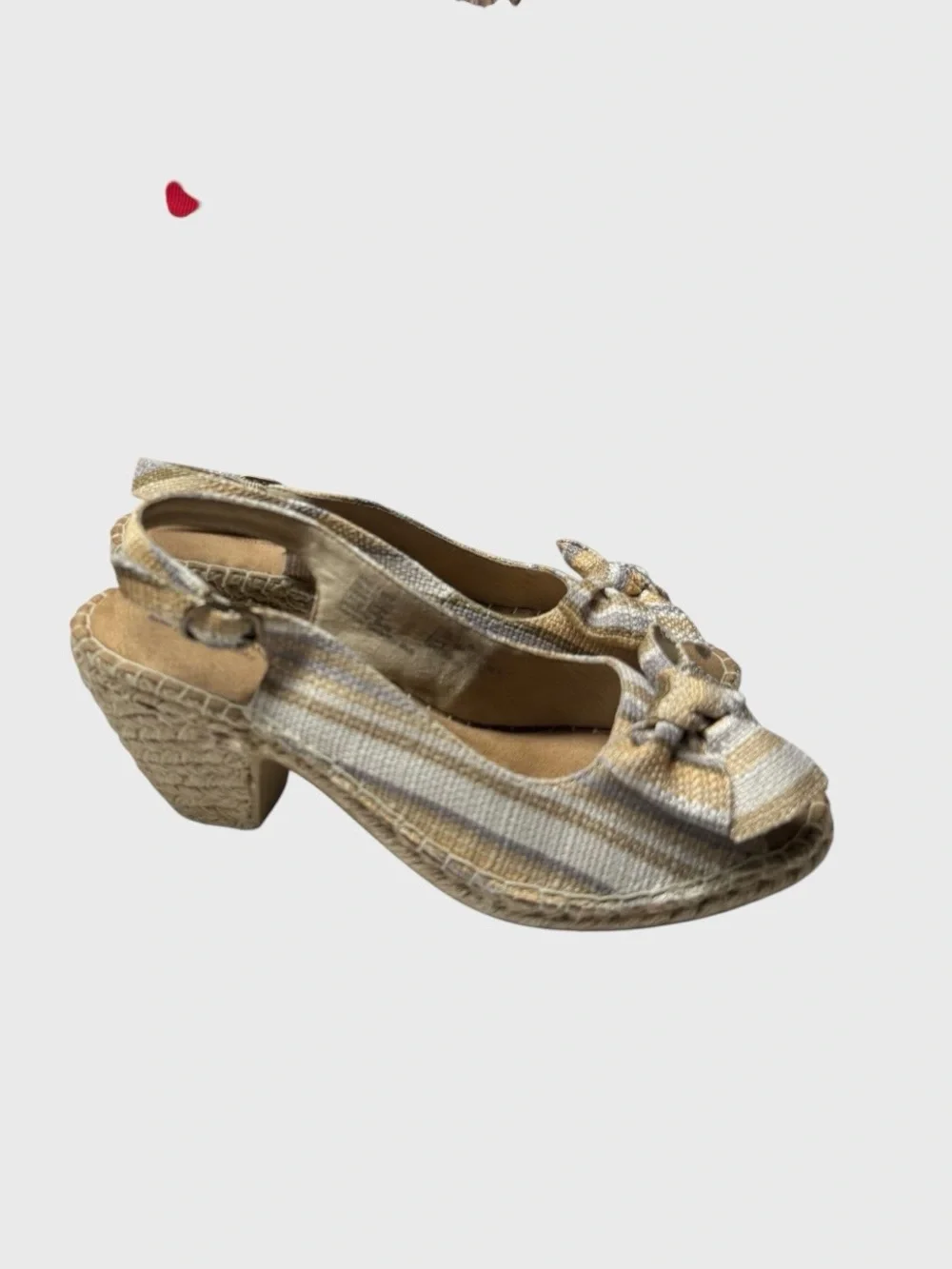 croft & barrow Beige and White Plaid Bow Slingback Espadrille Sandals